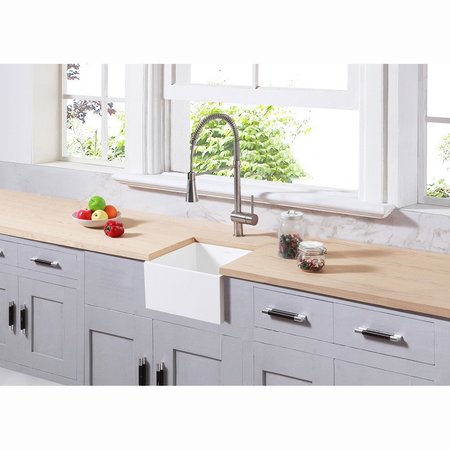 Gourmetier Solid Surface Undermount 15" Square Sgl Bowl Bar Sink W/ Drain, Wht GKUSA15158